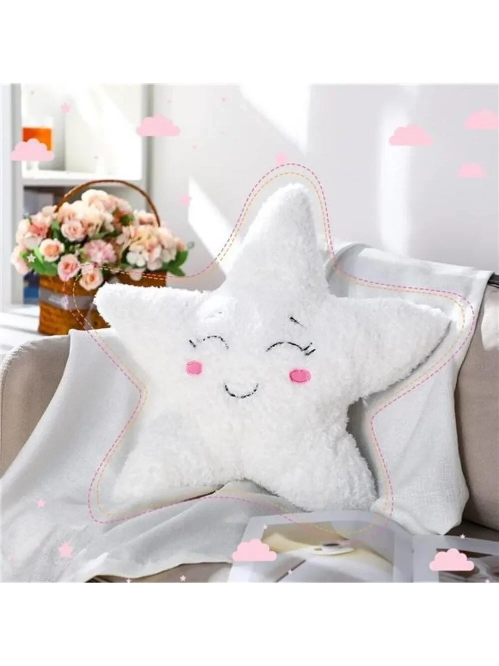 Moon Star Cloud Plush Pillow Set Soft Stuffed Cushion Nursery Kids Room Decor Gi
